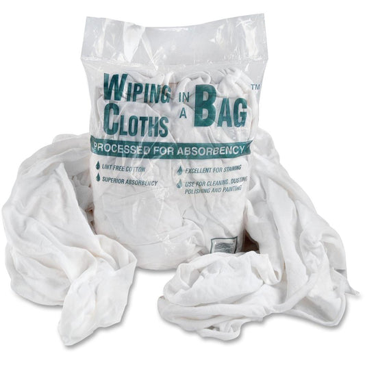 Bag A Rags Office Snax Cotton Wiping Cloths - For Multipurpose - 12 / Carton - Absorbent, Lint-free - White