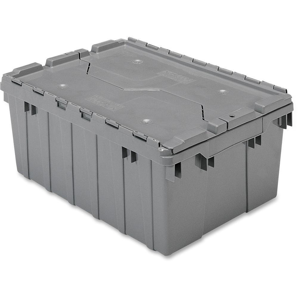 Akro-Mils Attached Lid Storage Container - Internal Dimensions: 8.63" Height - External Dimensions: 21.5" Length x 15" Width x 9" Height - 35 lb - 8 gal - Padlock, String/Button Tie Closure - Stackabl