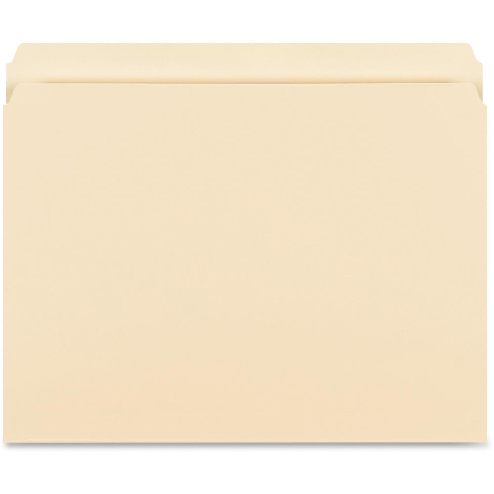 Business Source Straight Tab Cut Letter Recycled Storage Folder - 8 1/2" x 11" - Manila - 10% Recycled - 50 / Box