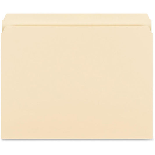 Business Source Straight Tab Cut Letter Recycled Storage Folder - 8 1/2" x 11" - Manila - 10% Recycled - 50 / Box