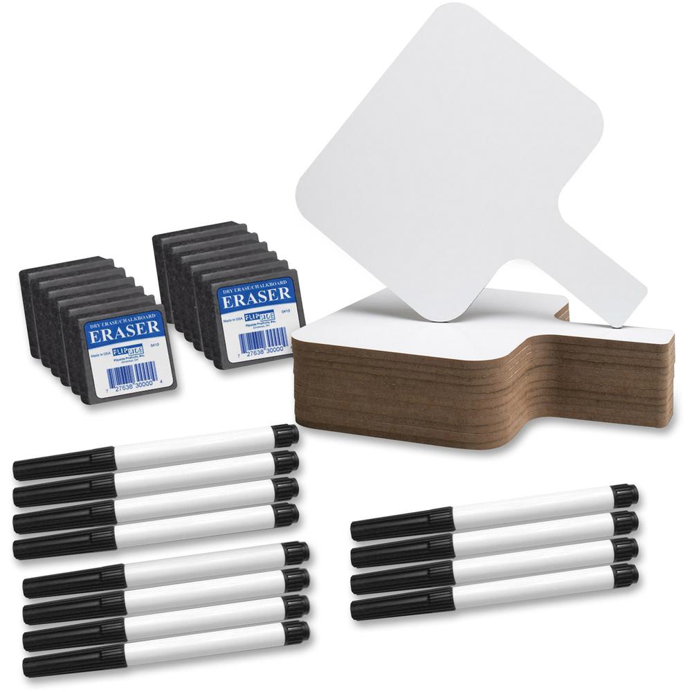 Rectangular Dry Erase 8" x 9.75" Answer Paddle + Pen + Eraser Set, 12 Sets