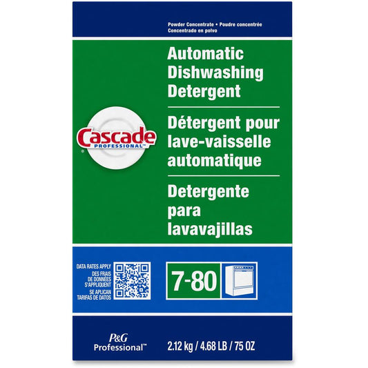 Cascade Professional Automatic Dishwasher Detergent Powder - For Dish - 75 oz (4.69 lb) - Fresh Scent - 7 / Carton - Phosphate-free - White