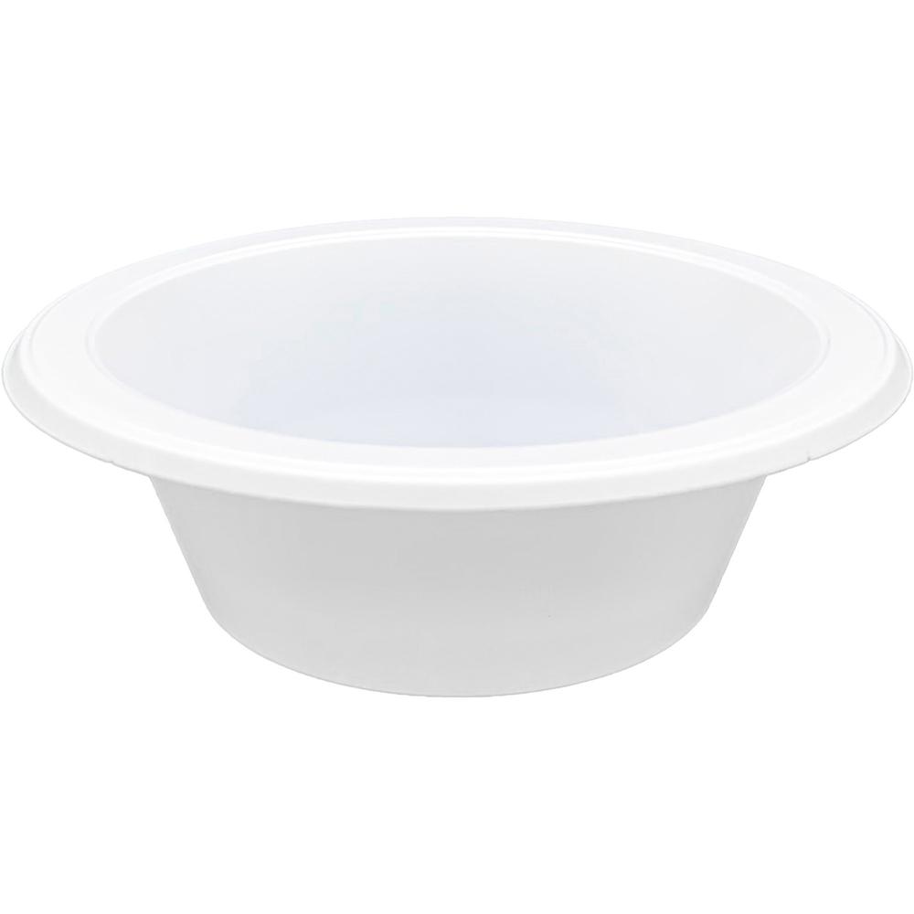 Genuine Joe 12 oz Reusable Plastic Bowls - 125 / Pack - Serving - Disposable - White - Plastic Body - 8 / Carton