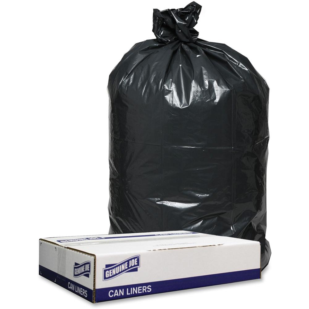 Genuine Joe Low Density Black Can Liners - 45 gal Capacity - 40" Width x 46" Length - 1.20 mil (30 Micron) Thickness - Low Density - Black - 100/Carton - Can - Recycled