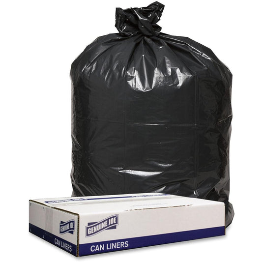 Genuine Joe Low Density Black Can Liners - 56 gal Capacity - 43" Width x 47" Length - 1.20 mil (30 Micron) Thickness - Low Density - Black - 100/Carton - Can - Recycled