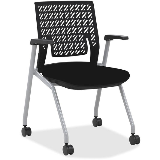 Mayline Thesis - Flex Back, Arms - Black Seat - Black Poly Back - Gray Frame - Four-legged Base - 18.25" Seat Width x 17.50" Seat Depth - 22.3" Width x 21.3" Depth x 33" Height - 2 / Carton