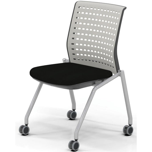 Mayline Thesis Static Back Training Chair - Gray Fabric Seat - Light Gray Poly Back - Gray Frame - Four-legged Base - 2 / Carton