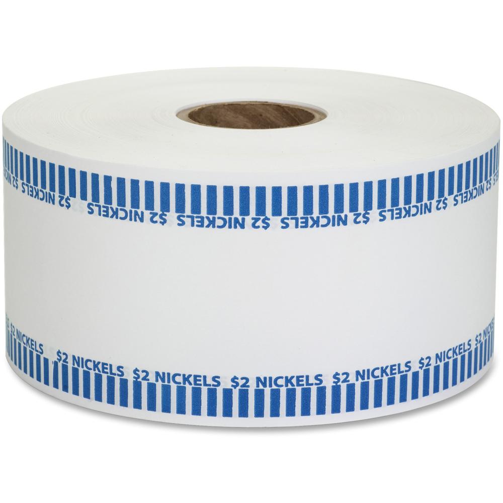 PAP-R Color-coded Coin Machine Wrappers - 1000 ft Length - 1900 Wrap(s)Total $2.00 in 40 Coins of 5¢ Denomination - 15 lb Basis Weight - Kraft - Blue, White - 1900 / Roll