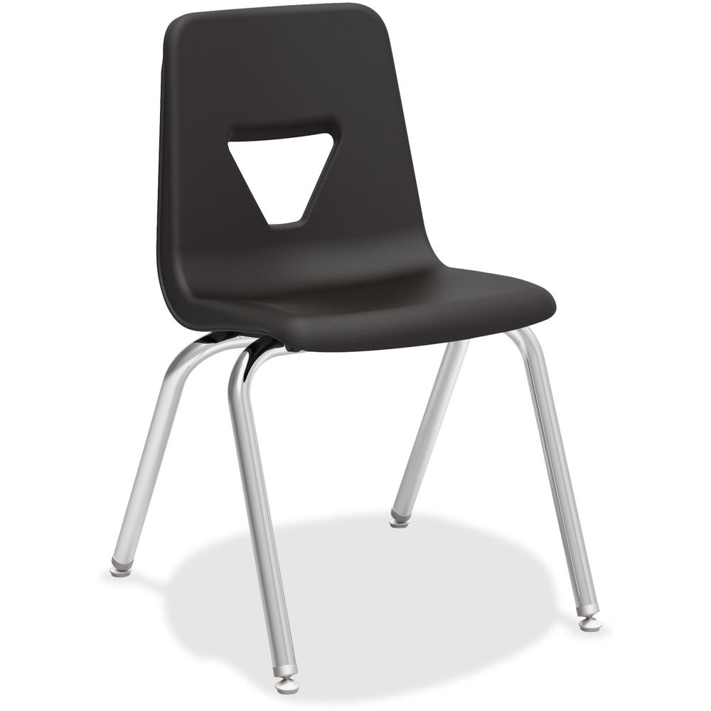 Lorell 18" Seat-height Stacking Student Chairs - Four-legged Base - Black - Polypropylene - 4 / Carton