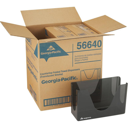 Georgia-Pacific Countertop C-Fold/M-Fold Paper Towel Dispenser - C Fold, Multifold Dispenser - 7" Height x 11" Width x 4.4" Depth - Plastic - Smoke - Durable, Washable - 6 / Carton