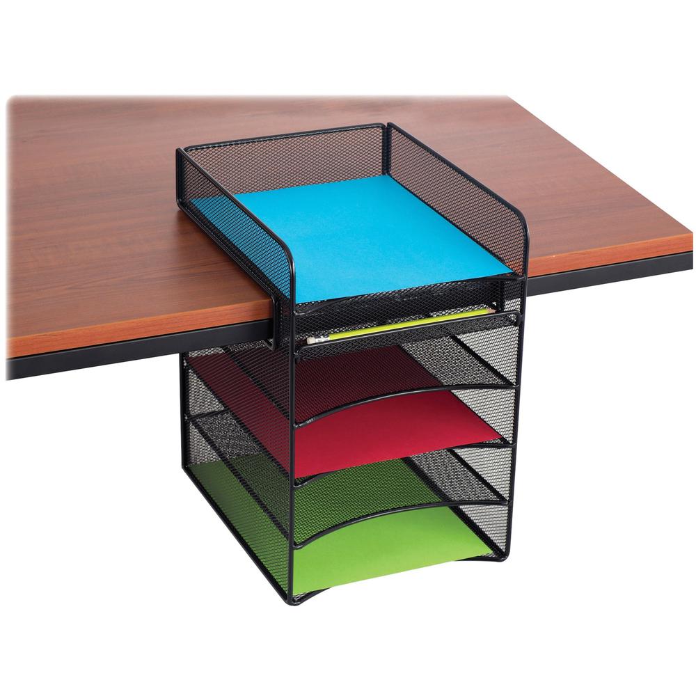 Safco Onyx Horizontal Hanging Desktop Storage - 5 Compartment(s) - 10" Height x 14.3" Width x 12.3" Depth - Black - Steel - 1 Each