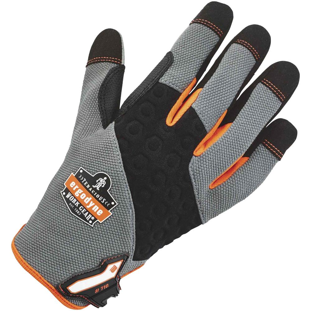 Ergodyne ProFlex 710 Heavy-Duty Utility Gloves - 8 Size Number - Medium Size - Gray - Heavy Duty, Padded Palm, Reinforced Palm Pad, Reinforced Fingertip, Reinforced Saddle, Pull-on Tab, Abrasion Resis