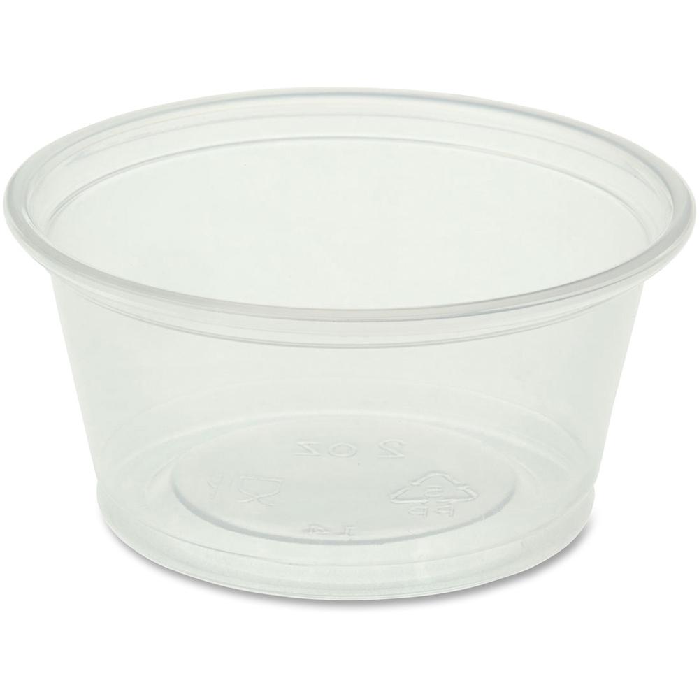 Genuine Joe 2 oz Portion Cups - 50.0 / Bag - 50 / Carton - Clear - Polystyrene - Beverage, Sauce