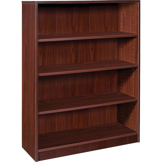 Lorell Mahogany Laminate Bookcase - 4 Shelf(ves) - 48" Height x 36" Width x 12" Depth - Sturdy, Adjustable Feet - Mahogany - Laminate - 1 Each