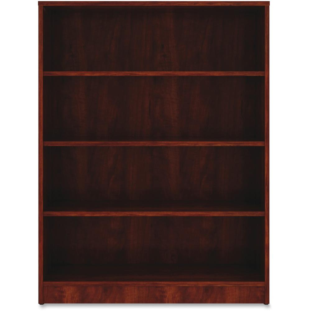 Lorell Cherry Laminate Bookcase - 4 Shelf(ves) - 48" Height x 36" Width x 12" Depth - Sturdy, Adjustable Feet - Cherry - Laminate - 1 Each