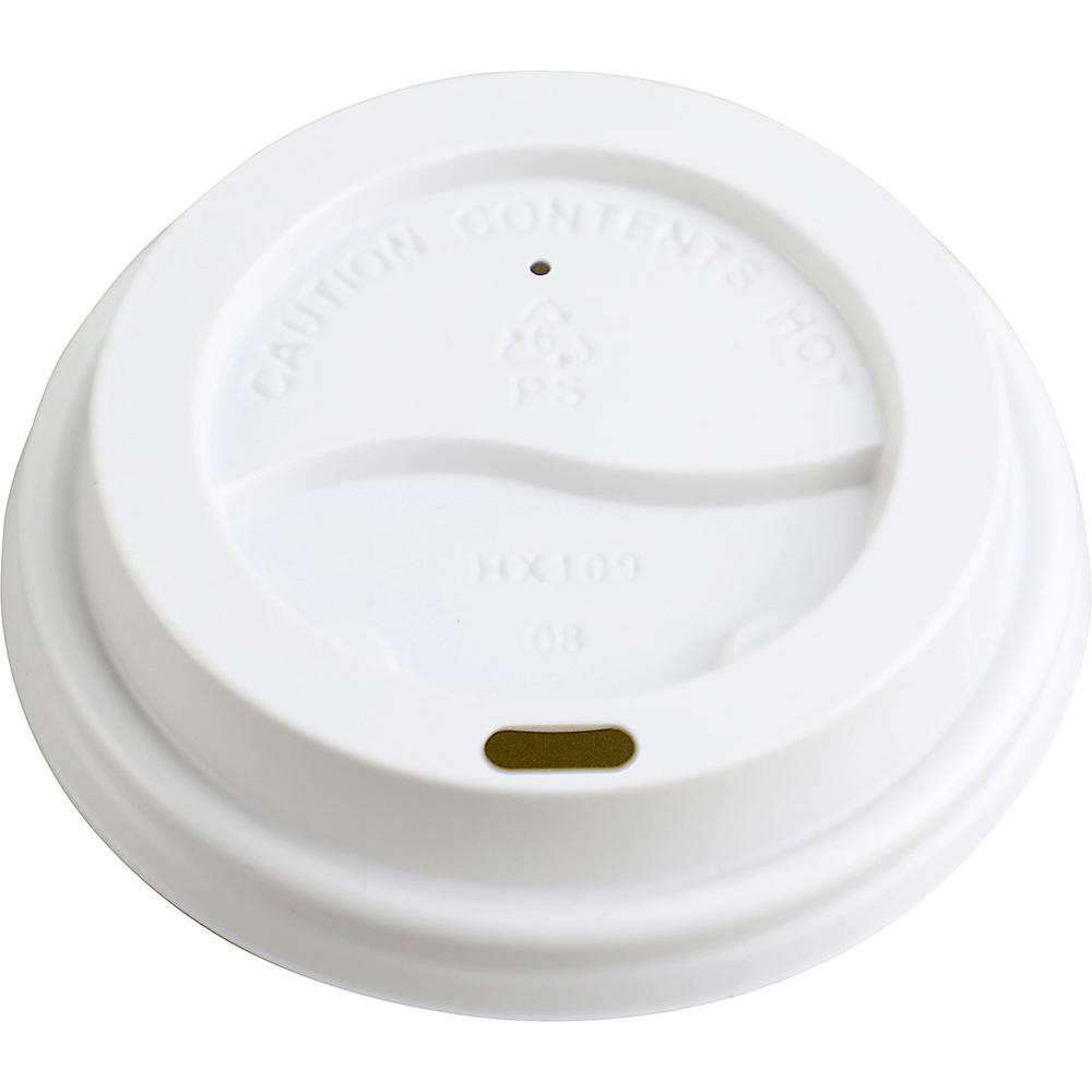 Genuine Joe Raised Siphole Hot Cup Lids - Round - 20 / Carton - 50 Per Pack - White