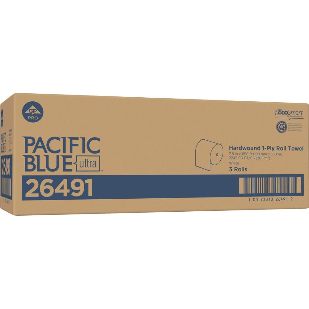 Pacific Blue Ultra High-Capacity Recycled Paper Towel Rolls - 7.87" x 1150 ft - White - Flexible - 3 Rolls Per Carton - 3 / Carton