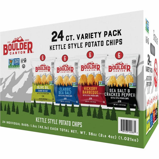 Boulder Canyon Inventure Variety Pack - Non-GMO, Gluten-free - Bag - 1.50 oz - 24 / Carton