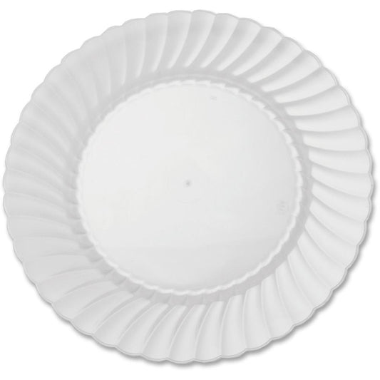 Classicware 9" Round Dinner Plates - 12 / Pack - Disposable - Clear - Polystyrene, Plastic Body - 15 / Carton