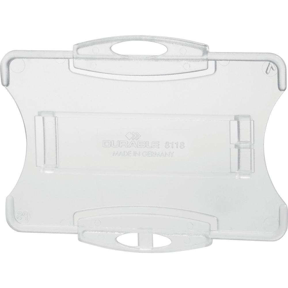 DURABLE&reg; Open Style Single ID-Card Holder - 2-1/10" x 3-1/4" - Open Face - Acrylic - Transparent - 10 / Box