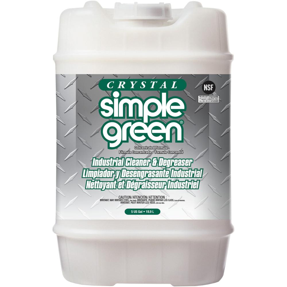 Simple Green Crystal Industrial Cleaner/Degreaser - For Metal - 640 fl oz (20 quart) - 1 Each - Non-flammable - Clear