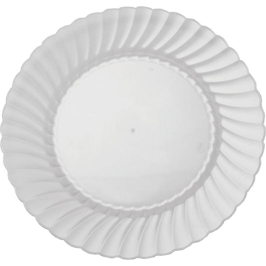 Classicware 9" Round Plastic Plates - 18 / Bag - Disposable - Clear - Polystyrene Body - 10 / Carton