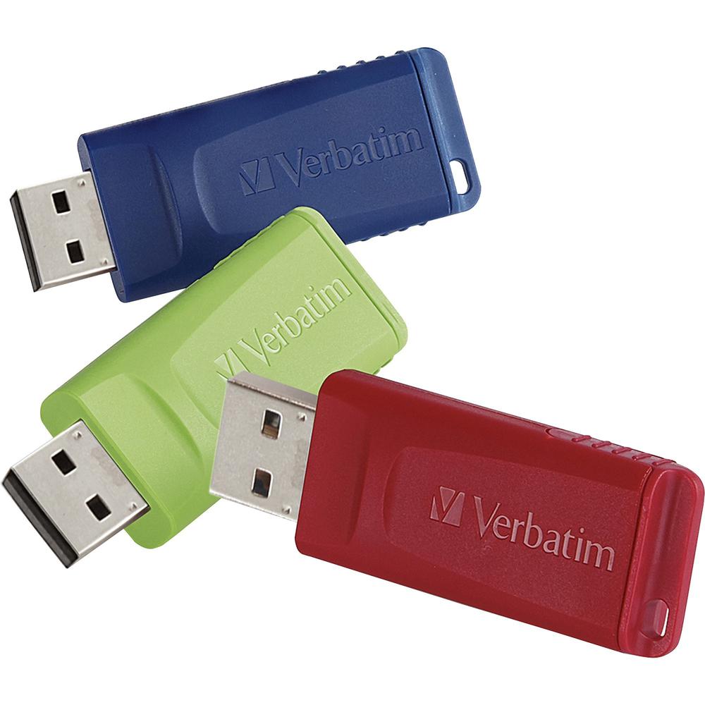 32GB Store 'n' Go&reg; USB Flash Drive - 3pk - Red, Green, Blue - 32GB - 3pk - Red, Blue, Green