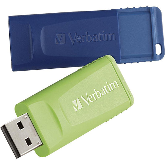 Verbatim 64GB Store 'n' Go USB Flash Drive Pack - 64 GB - USB - Blue, Green - Lifetime Warranty - 2 / Pack