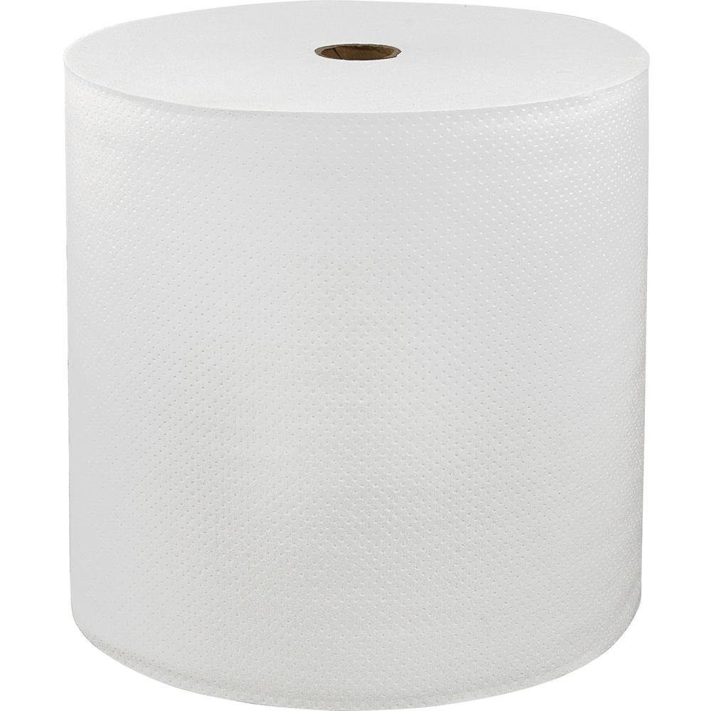 LoCor Hard Wound Roll Towels - 1 Ply - 7" x 800 ft - White - Virgin Fiber - Embossed, Strong, Absorbent - For Washroom - 6 Rolls Per Carton - 6 / Carton