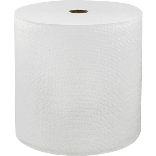 LoCor Hard Wound Roll Towels - 1 Ply - 7" x 800 ft - White - Virgin Fiber - Embossed, Strong, Absorbent - For Washroom - 6 Rolls Per Carton - 6 / Carton