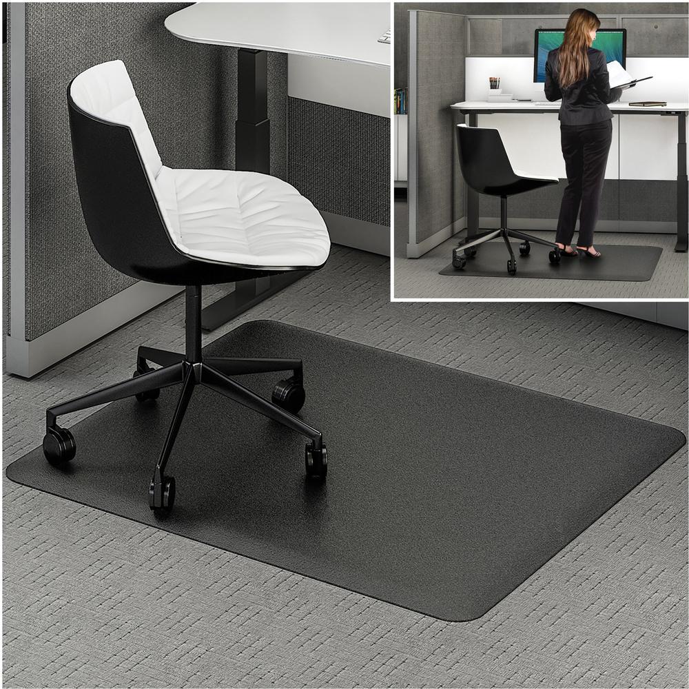 Deflecto Ergonomic Sit-Stand Chair Mat for Multi-surface - Workstation - 53" Length x 45" Width x 0.80" Depth - Rectangular - Foam - Black - 1Each