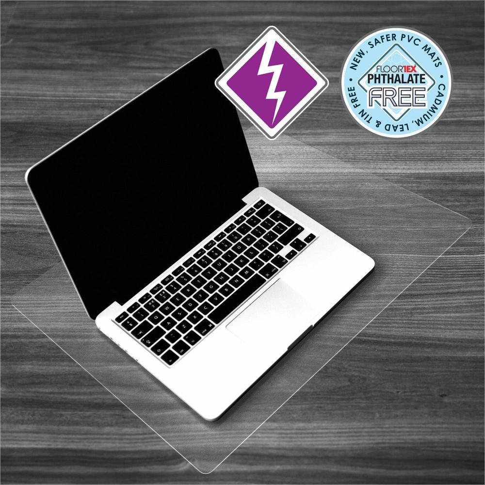 Desktex&reg; Anti-Static Desk Pad - 19" x 24" - Clear vinyl desk mat with an anti-static additive to protect your computer equipment from damage by attracting harmful dust away from your laptop by dis