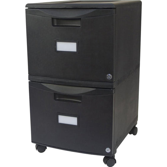 Storex 2-Drawer Locking Mobile Filing Cabinet - 15.5" x 18.5" x 26.3" - 2 x Drawer(s) for File - Letter, Legal - Lightweight, Stackable, Moisture Resistant, Rust Resistant, Lockable, Durable, Label Ho