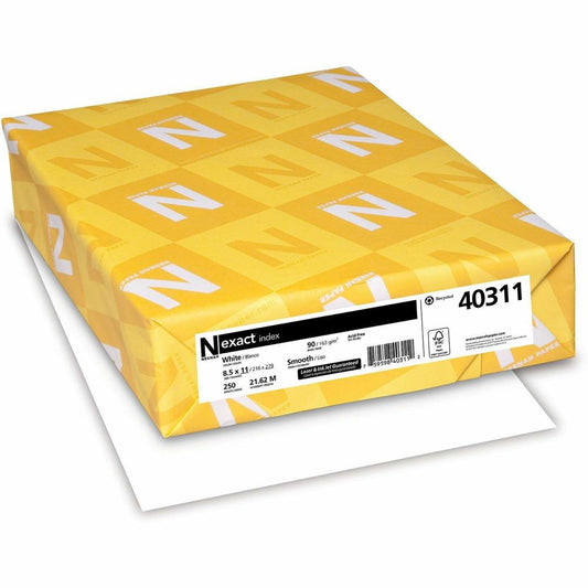 Neenah Index Paper - White - 94 Brightness - Letter - 8 1/2" x 11" - 90 lb Basis Weight - Smooth - 500 / Bundle - FSC - Durable, Acid-free - White