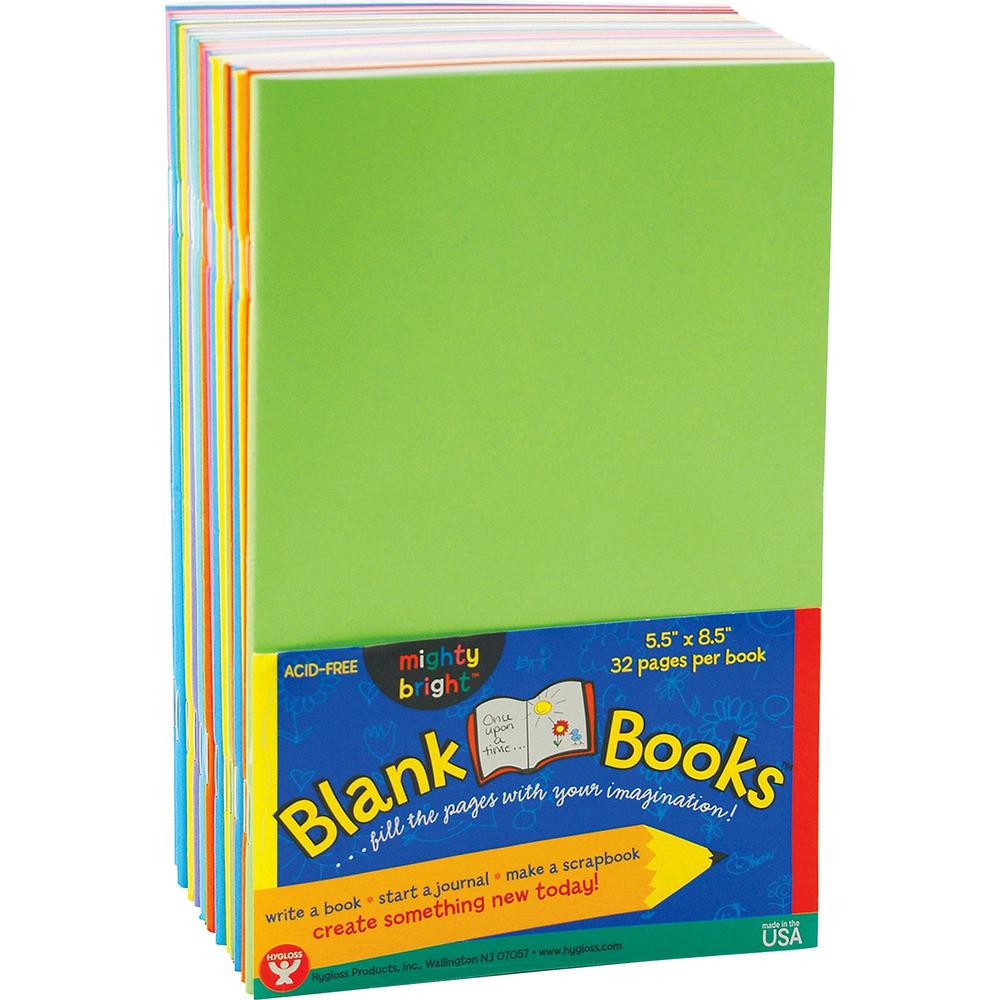 Hygloss Mighty Bright Blank Books - 5.5" x 8.5" - Assorted Paper - 20 / Pack