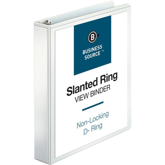 Business Source Basic D-Ring View Binders - 1 1/2" Binder Capacity - Letter - 8 1/2" x 11" Sheet Size - 375 Sheet Capacity - 3 x Slant D-Ring Fastener(s) - Internal Pocket(s) - Chipboard, Polypropylen