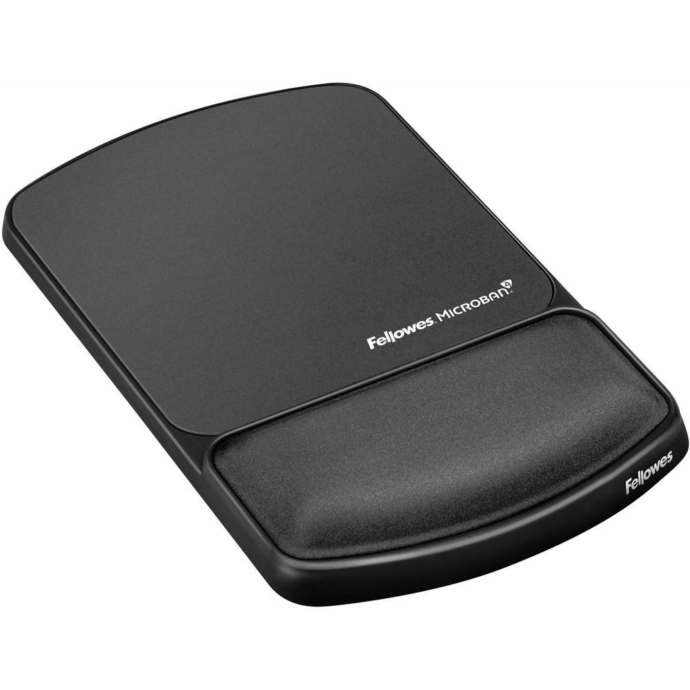 Fellowes Mouse Pad / Wrist Support with Microban&reg; Protection - 0.88" x 6.75" x 10.13" Dimension - Graphite - Polyester, Gel - Wear Resistant, Tear Resistant, Skid Proof - 1 Pack