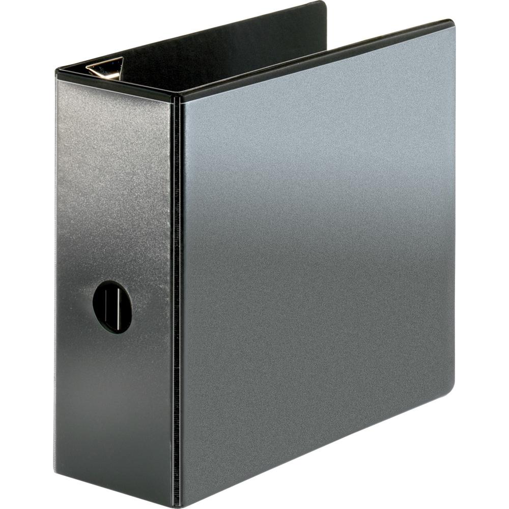 Business Source Locking D-Ring View Binder - 5" Binder Capacity - Letter - 8 1/2" x 11" Sheet Size - 925 Sheet Capacity - D-Ring Fastener(s) - Polypropylene, Chipboard - Black - Recycled - Locking Rin