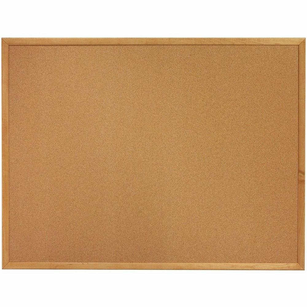 Lorell Oak Wood Frame Cork Board - 18" Height x 24" Width - Cork Surface - Long Lasting, Warp Resistant - Brown Oak Frame - 1 Each