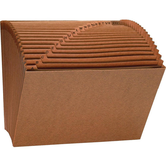 Business Source Letter Recycled Expanding File - 8 1/2" x 11" - 21 Pocket(s) - Brown - 30% Recycled - 1 Each