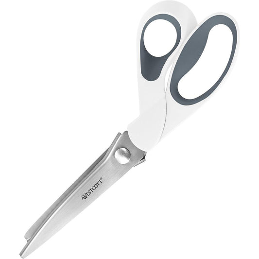 Westcott 9.5" Pinking Shears - 9.5" Overall Length - White, Gray - 1 Each