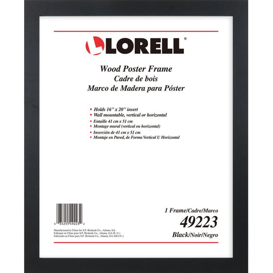 Lorell Poster Frame - 16" x 20" Frame Size - Rectangle - Horizontal, Vertical - 1 Each - Black