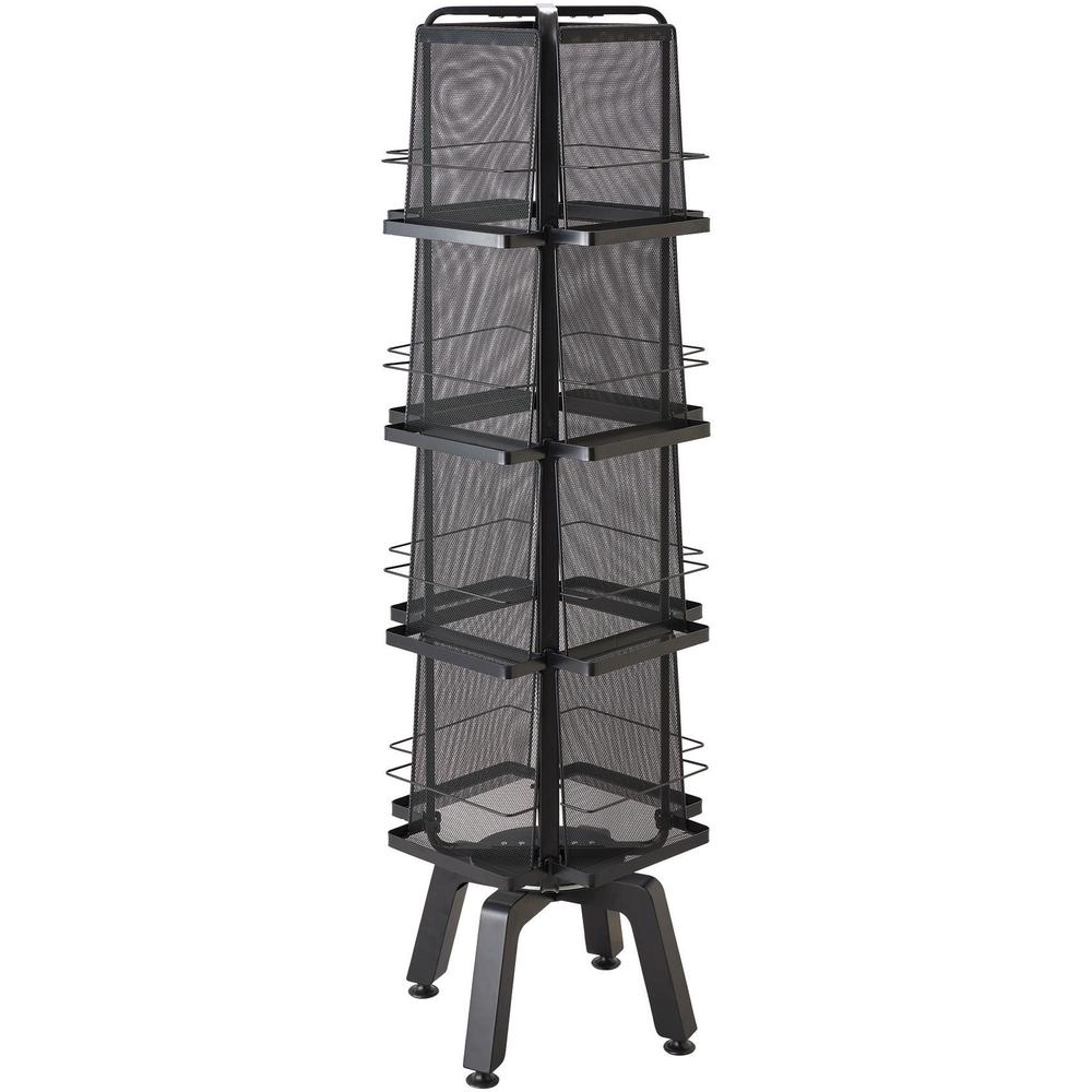 Safco Onyx Mesh Rotating Magazine Stand - 16 Pocket(s) - 58.6" Height x 18.3" Width x 18.3" DepthFloor - 28% Recycled - Black - Steel, Polyvinyl Chloride (PVC) - 1 Each