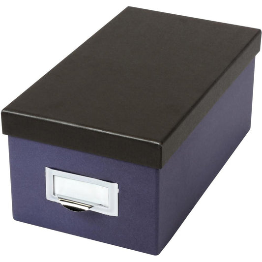 Oxford Index Card Storage Box - External Dimensions: 11.5" Length x 6.5" Width x 5" Height - Media Size Supported: Index Card 4" x 6" - 1000 x Index Card (4" x 6") - Indigo, Black - For Index Card, Re