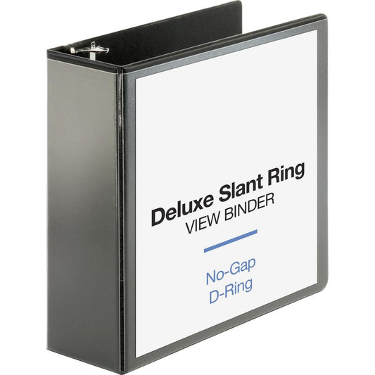 Business Source Deluxe Slant Ring View Binder - 4" Binder Capacity - Letter - 8 1/2" x 11" Sheet Size - 835 Sheet Capacity - Slant D-Ring Fastener(s) - 2 Internal Pocket(s) - Polypropylene, Chipboard