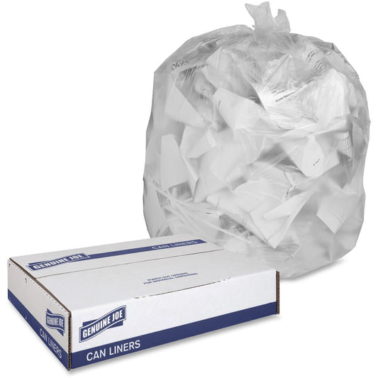 Genuine Joe Economy High-Density Can Liners - Small Size - 10 gal Capacity - 24" Width x 24" Length - 0.24 mil (6 Micron) Thickness - High Density - Translucent - Resin - 96/Pallet - 1000 Per Carton -