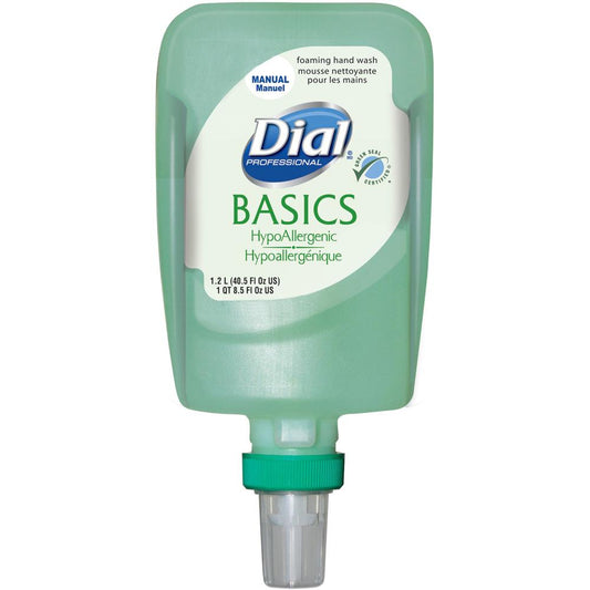 Dial FIT Manual Refill Basics Foam Hand Wash - 40.6 fl oz (1200 mL) - Pump Bottle Dispenser - Kill Germs - Hand - Moisturizing - Green - 3 / Carton