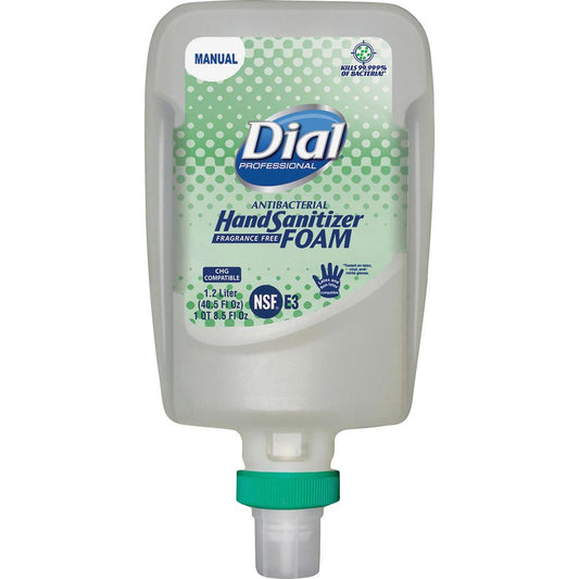 Dial Hand Sanitizer Foam Refill - 40.6 fl oz (1200 mL) - Pump Bottle Dispenser - Bacteria Remover - Hand - Moisturizing - Clear - Fragrance-free, Dye-free - 3 / Carton