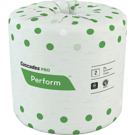 Cascades PRO Perform Standard Toilet Paper - 2 Ply - 4" x 3.50" - 336 Sheets/Roll - White - Individually Wrapped, Soft, Strong - For Toilet, Industry, Restroom, Workshop, School, Food Service, Breakro