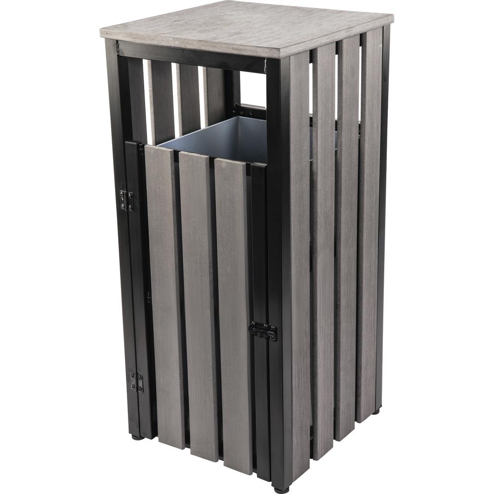 Lorell Outdoor Waste Bin - Rectangular - Weather Resistant - 33.6" Height - Polystyrene - Weathered Charcoal - 1 Each